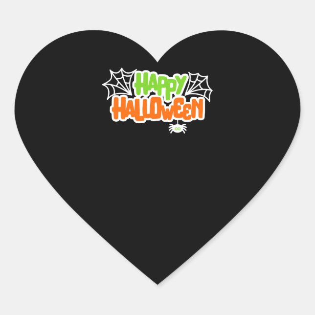 Happy Halloween Colourful Cute Spider Web Heart Sticker (Front)