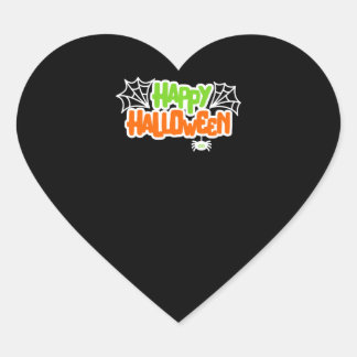 Happy Halloween Colourful Cute Spider Web Heart Sticker