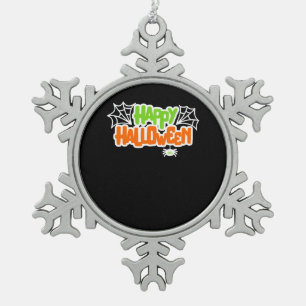 Happy Halloween Colourful Cute Spider Web Snowflake Pewter Christmas Ornament
