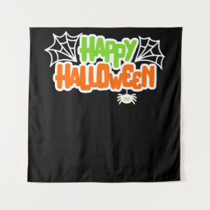 Happy Halloween Colourful Cute Spider Web Tapestry