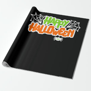 Happy Halloween Colourful Cute Spider Web Wrapping Paper