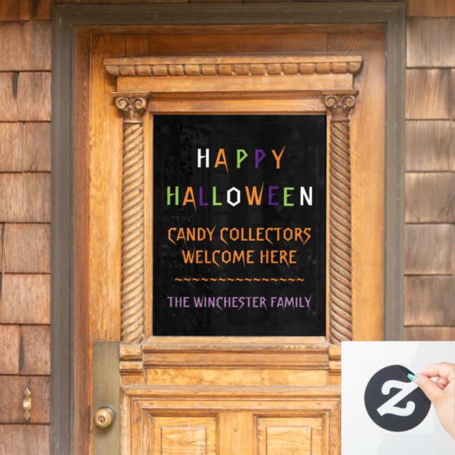 Happy Halloween colourful funny spooky custom text Window Cling (Home Door)