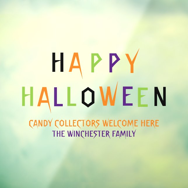 Happy Halloween colourful funny spooky custom Text Window Cling (Sheet 3)