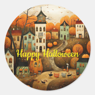 Happy Halloween colourful illustration Classic Round Sticker
