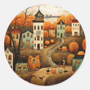 Happy Halloween colourful illustration Classic Round Sticker