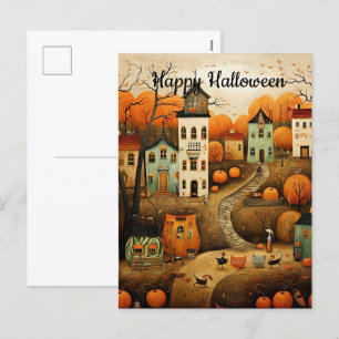 Happy Halloween colourful illustration Holiday Postcard