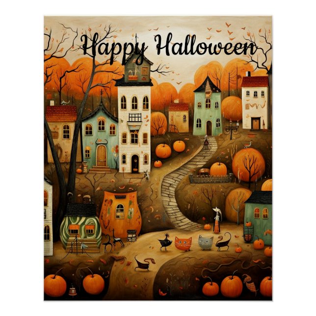 Happy Halloween colourful illustration Poster (Front)