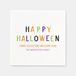 Happy Halloween colourful spooky Custom text Napkin