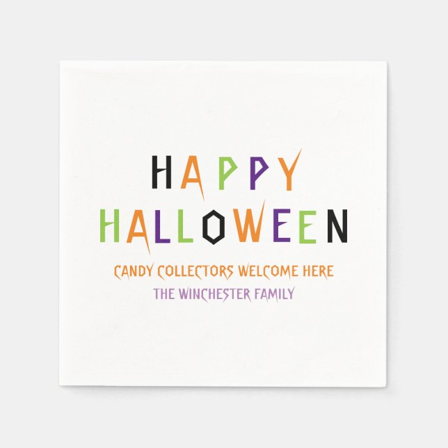 Happy Halloween colourful spooky Custom text Napkin (Front)