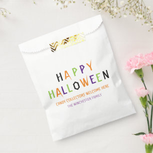 Happy Halloween colourful spooky typography Custom Favour Bags