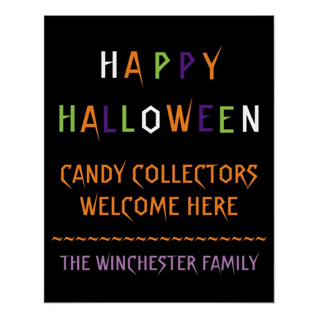 Happy Halloween colourful spooky typography custom Poster (Front)