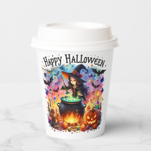 Happy Halloween Colourful Witch Paper cup (Front)