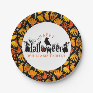 Happy Halloween Concept Typography Paper Plate