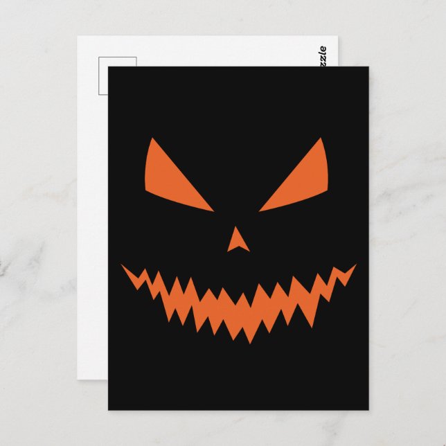 Happy Halloween Cool scary Jack O'Lantern pumpkin Postcard (Front/Back)