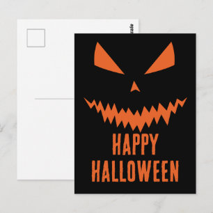 Happy Halloween Cool scary Jack O'Lantern pumpkin Postcard