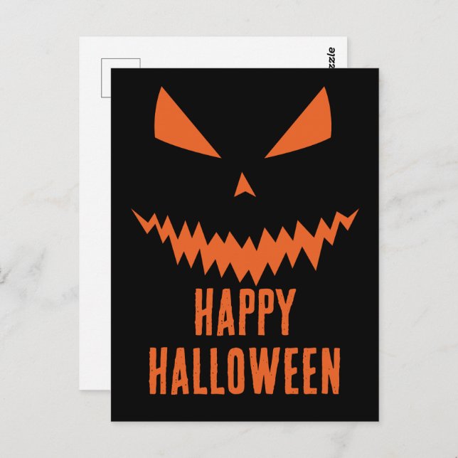 Happy Halloween Cool scary Jack O'Lantern pumpkin Postcard (Front/Back)