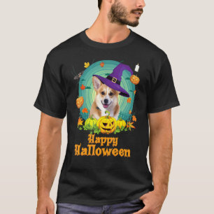 Happy Halloween Corgi Dog Pumpkin Witch Ghost Cute T-Shirt
