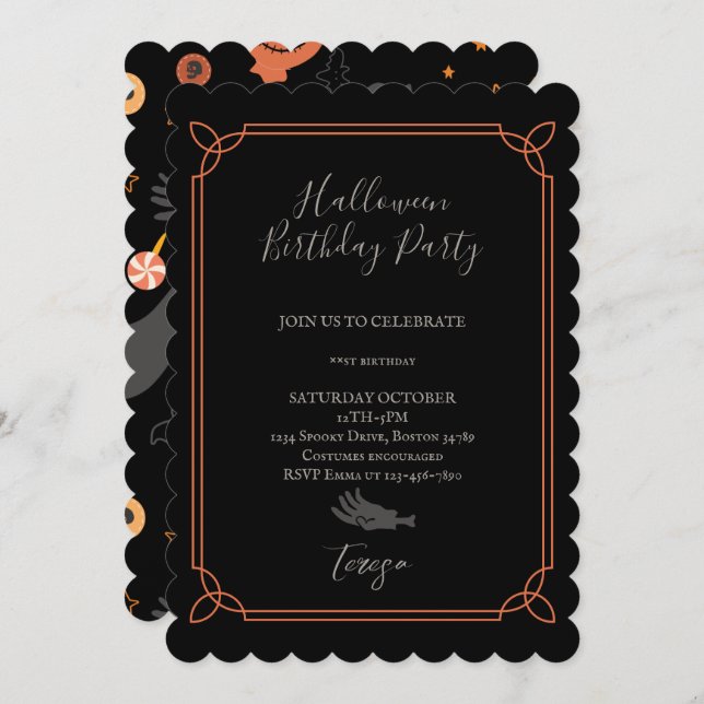 Happy Halloween Costume Birthday Party  Invitation (Front/Back)