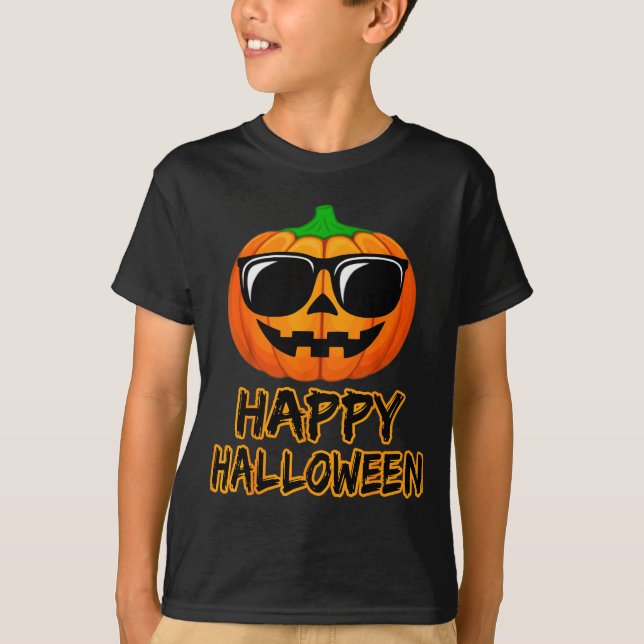 Happy Halloween Costume Funny Pumpkin Men Women Bo T-Shirt (Front)