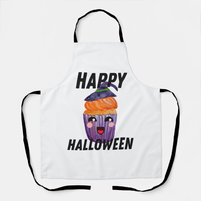 Happy Halloween Costume Halloween Cupcake Apron (Front)