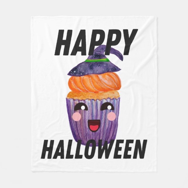 Happy Halloween Costume Halloween Cupcake Fleece Blanket (Front)