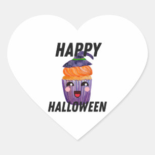 Happy Halloween Costume Halloween Cupcake Heart Sticker
