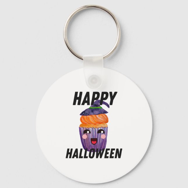 Happy Halloween Costume Halloween Cupcake Key Ring (Front)
