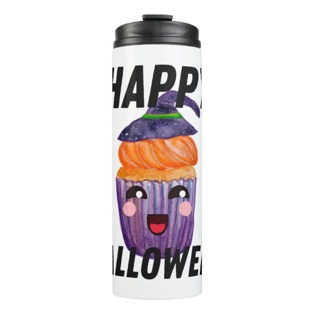 Happy Halloween Costume Halloween Cupcake Thermal Tumbler (Front)