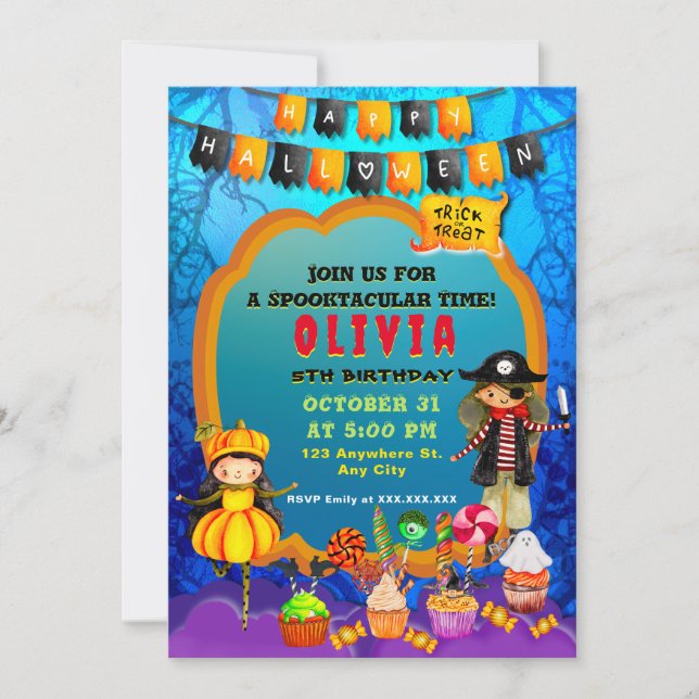 Happy Halloween Costume kids Party Celebration Invitation (Front)