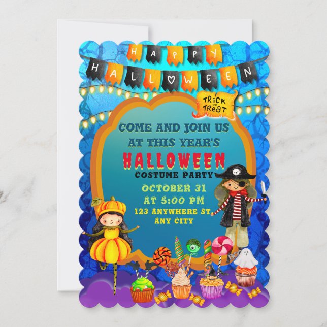 Happy Halloween Costume kids Party Celebration Invitation (Front)