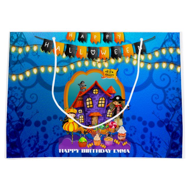 Happy Halloween Costume kids Party Celebration Large Gift Bag (Front)