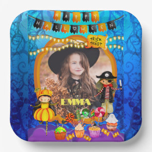 Happy Halloween Costume kids Party Celebration Paper Plate