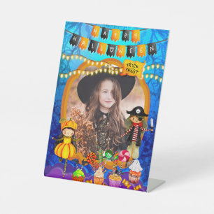 Happy Halloween Costume kids Party Celebration Pedestal Sign