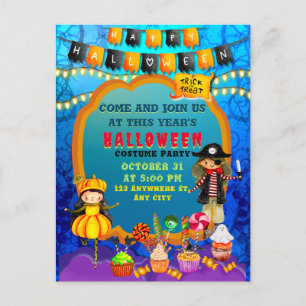 Happy Halloween Costume kids Party Celebration Postcard