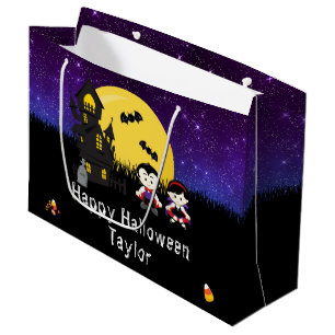 Happy Halloween Costume Party Vampires Purple Large Gift Bag