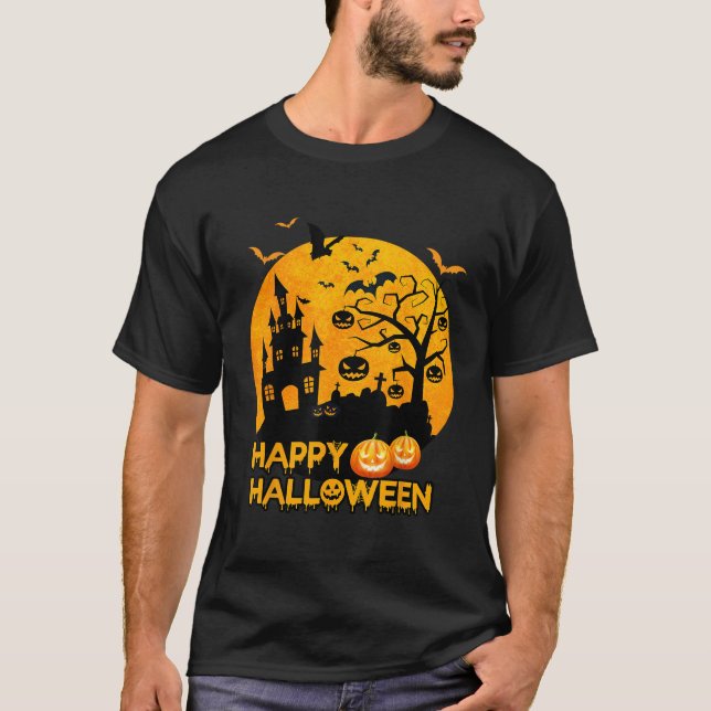 Happy Halloween Costumes Funny Pumpkins House Men  T-Shirt (Front)