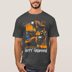 Happy Halloween Crane Truck Construction Pumpkin B T-Shirt
