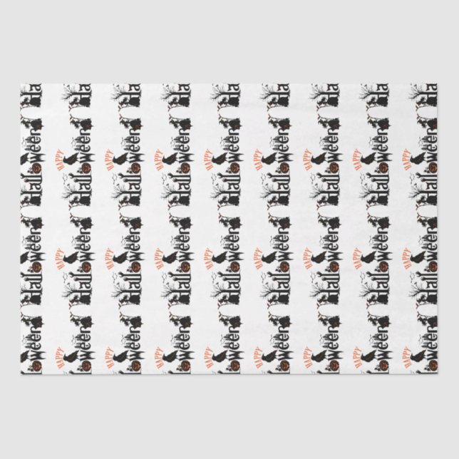 Happy Halloween Creative Typography Concept Design Tissue Paper (Front)