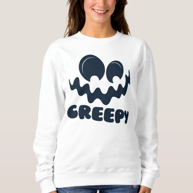 Happy Halloween Creepy Funny Face Sweatshirt (Front)