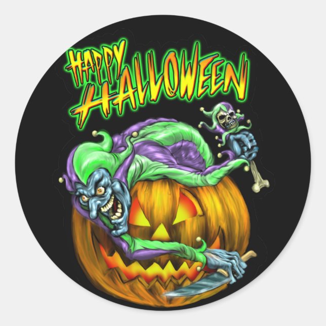 Happy Halloween Creepy JesterKin Sticker (Front)