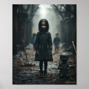 Happy Halloween Creepy Little Child Face Poster