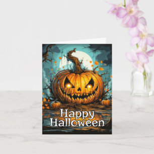 Happy Halloween Creepy Pumpkin Card