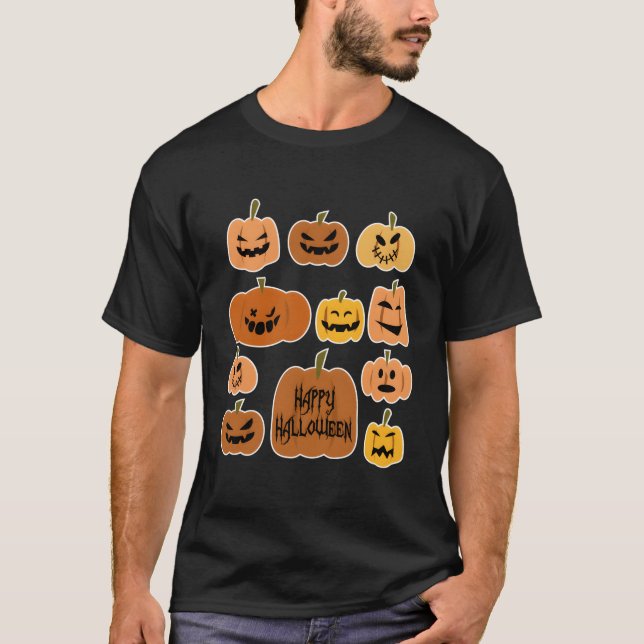 Happy Halloween Creepy Pumpkins Vintage Halloween  T-Shirt (Front)