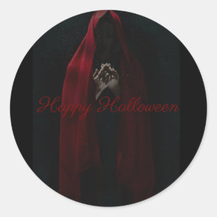 Happy Halloween Creepy Red Hood Witch Sticker 