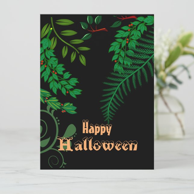 Happy Halloween Creepy Spooky Greenery Dark Night (Standing Front)