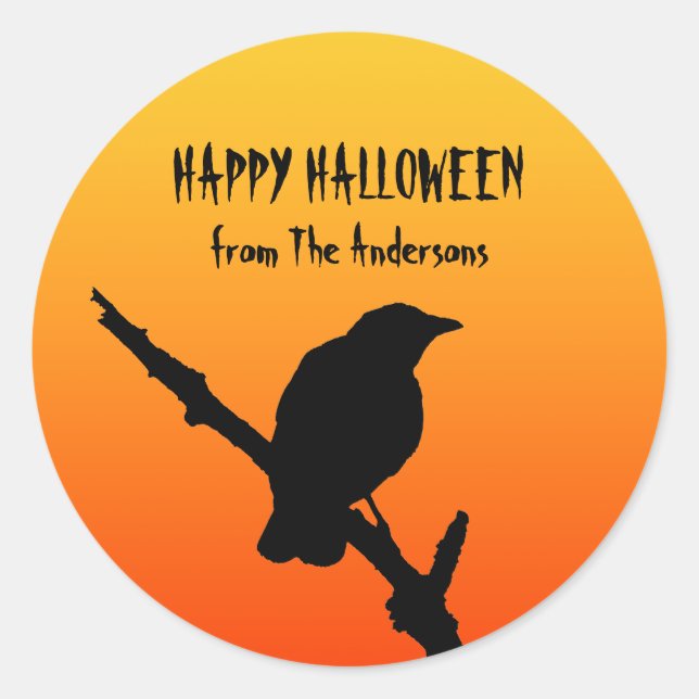 Happy Halloween Crow Sticker (Front)