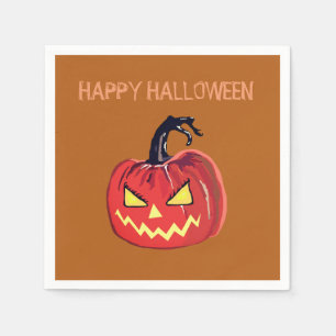 Happy Halloween Custom Cocktail Napkin Pumpkin
