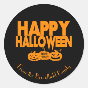 Happy Halloween Custom Family Name Party Classic Round Sticker