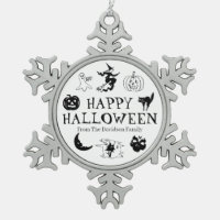 Happy Halloween custom name black spooky decor