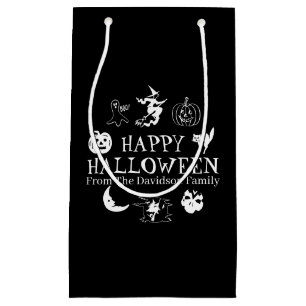 Happy Halloween custom name black spooky Small Gift Bag